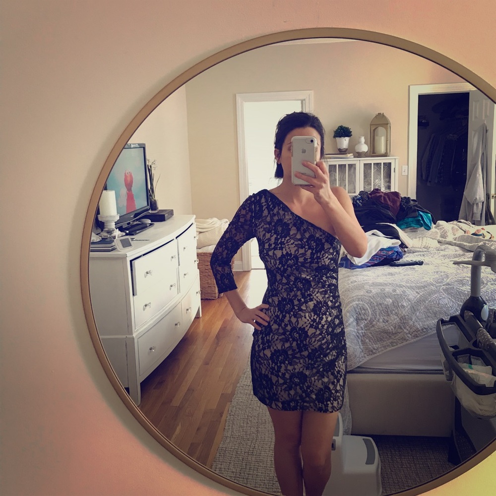 Black and nude lace dress